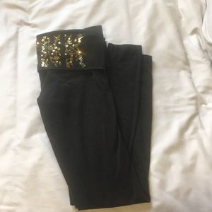 Pink black and sequin leggings